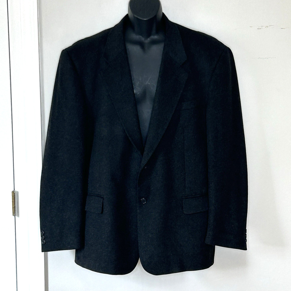 100% Cashmere Blazer‎ Men's 46L Charcoal Gray Suit Jacket Mino Lombardi Italy